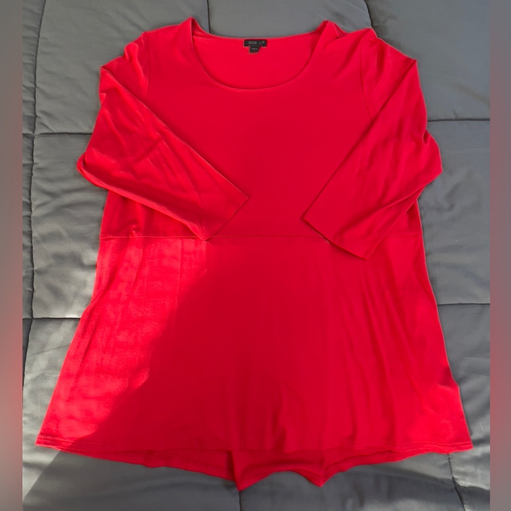 J Jill red wearever collection pleated back top size large EUC